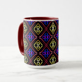 Tasse MUG Jimette Design bleu jaune rouge (Devant gauche)