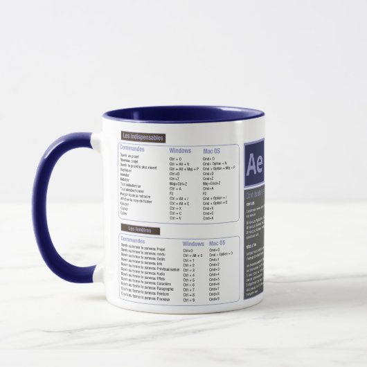 Tasse mug raccourcis clavier After effect (Gauche)