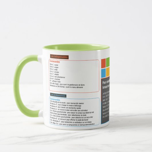 Tasse mug raccourcis clavier Windows (Gauche)