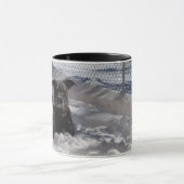 Tasse Mug Terrier Pit Bull nez bleu dans la neige (Centre)