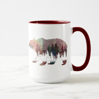 Tasse multicolore aquarelle ours faune et flore
