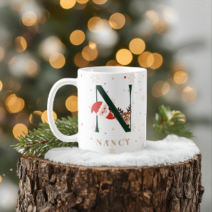 Tasse N Monogramme de Noël Personnalisée