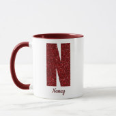 Tasse N Monogramme Pailleté Moderne avec Nom (Gauche)