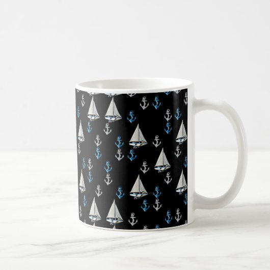 Tasse nautique de bateaux à voile et d'Ancres (Droite)