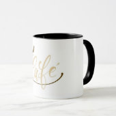 Tasse noire Cafe Gold Script  (Devant droit)