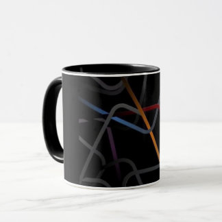 Tasse noire d'art de ligne abstrait moderne | Co m