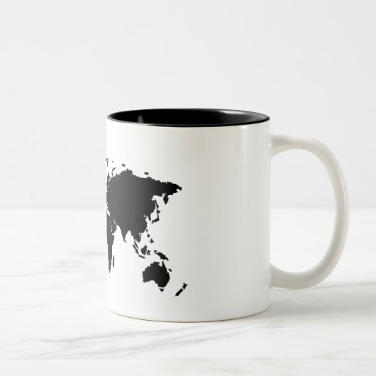 Tasse noire de base de carte du monde (Droit)