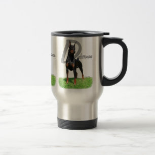 Tasse noire de voyage de Pinscher de dobermann