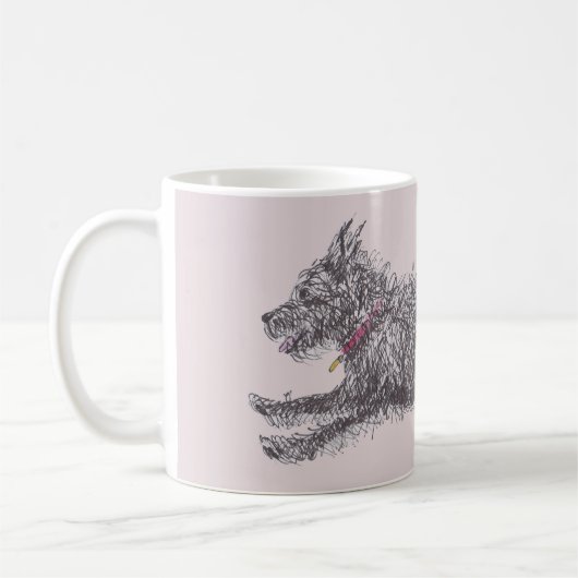Tasse noire délabrée courante de Terrier (Gauche)