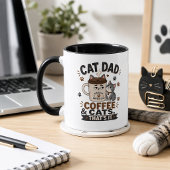 Tasse noire drôle de papa de chat café et chats c'