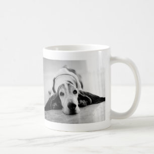 Tasse noire et blanche de Basset Hound