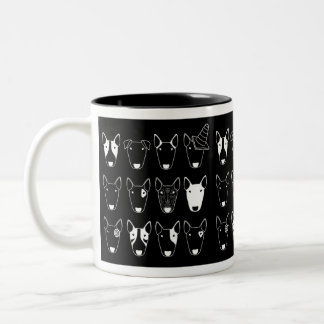 Tasse noire et blanche de bull-terrier (ligne de