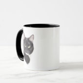 Tasse noire et blanche de chat (Devant gauche)