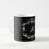 Tasse noire et blanche de monogramme des textes de (Devant gauche)