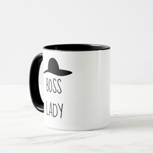 Tasse noire et blanche de typographie drôle (Devant gauche)