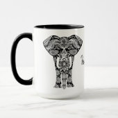 Tasse noire et blanche d'éléphant de henné (Gauche)