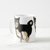 Tasse noire et bronzage drôle et mignonne de chien (Devant gauche)