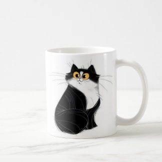 Tasse noire et jaune de chat de yeux