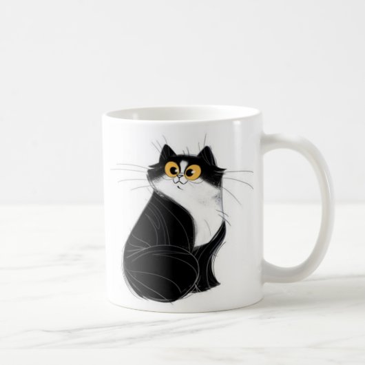 Tasse noire et jaune de chat de yeux (Droite)