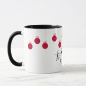 Tasse nommée blanche rouge d'ornements de boules (Gauche)