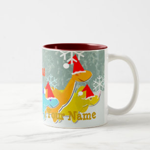 Tasse nommée de dinosaures de Joyeux Noël