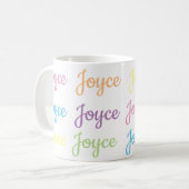 Tasse nommée de Joyce - blanc et pastels (Devant gauche)