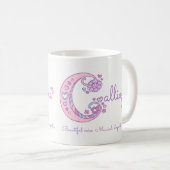 Tasse nommée de monogramme de la fleur C de coeur (Devant droit)