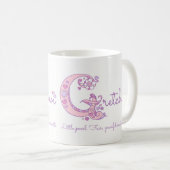 Tasse nommée de monogramme de la fleur G de coeur (Devant droit)