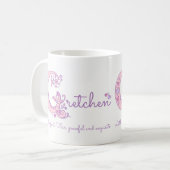 Tasse nommée de monogramme de la fleur G de coeur (Devant gauche)