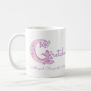 Tasse nommée de monogramme de la fleur G de coeur