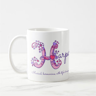 Tasse nommée de monogramme de la fleur H de coeur