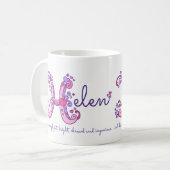 Tasse nommée de monogramme de la fleur H de coeur (Devant gauche)