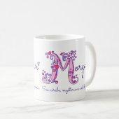 Tasse nommée de monogramme de la fleur M de coeur (Devant droit)