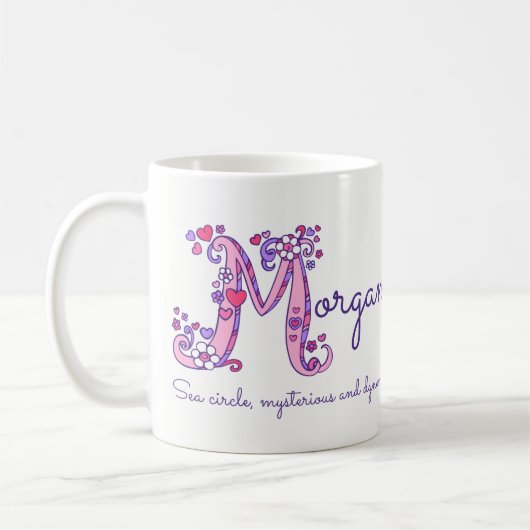 Tasse nommée de monogramme de la fleur M de coeur (Gauche)