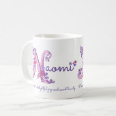 Tasse nommée de monogramme de la fleur N de coeur (Devant gauche)
