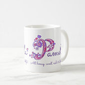 Tasse nommée de monogramme de la fleur P de coeur (Devant droit)