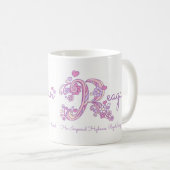 Tasse nommée de monogramme de la fleur R de coeur (Devant droit)