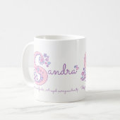 Tasse nommée de monogramme de la fleur S de coeur (Devant gauche)