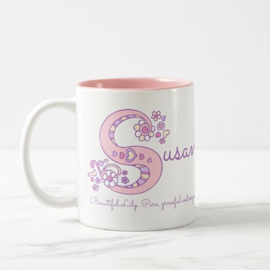 Tasse nommée de monogramme de la fleur S de coeur (Gauche)