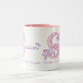 Tasse nommée de monogramme de la fleur S de coeur (Centre)