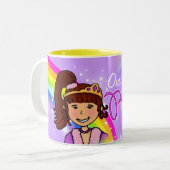 Tasse nommée de pourpre d'arc-en-ciel de filles de (Devant gauche)