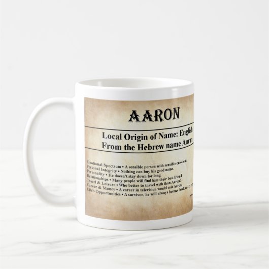 Tasse nommée de signification - Aaron (Gauche)