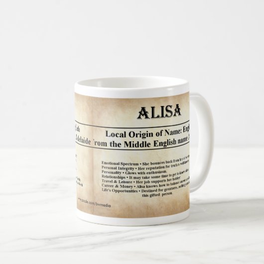 Tasse nommée de signification - Alisa (Devant droit)