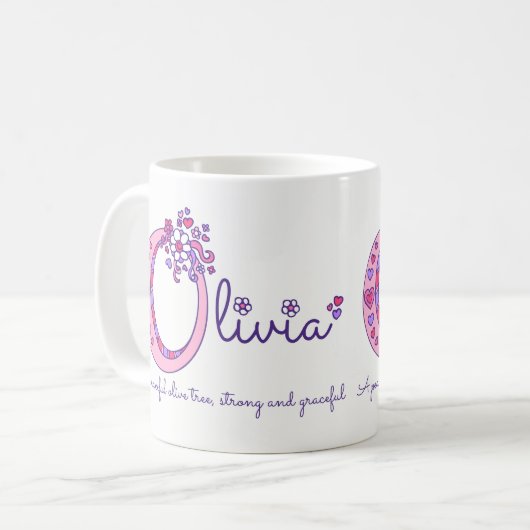 Tasse nommée initiale d'art de rose de (Devant gauche)