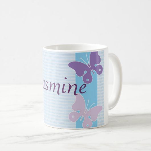 Tasse nommée personnalisée - papillons (Devant droit)