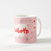 Tasse nommée rose de Santa de Flamant rose (Devant droit)