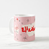 Tasse nommée rose de Santa de Flamant rose (Devant gauche)