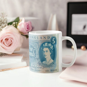 Tasse note britannique de 1966 £5 – Reine Elizabet