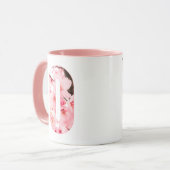 Tasse O initiale florale | Nom & Traits personnali (Devant gauche)
