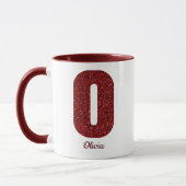 Tasse O Monogramme Pailleté Moderne avec Nom (Gauche)